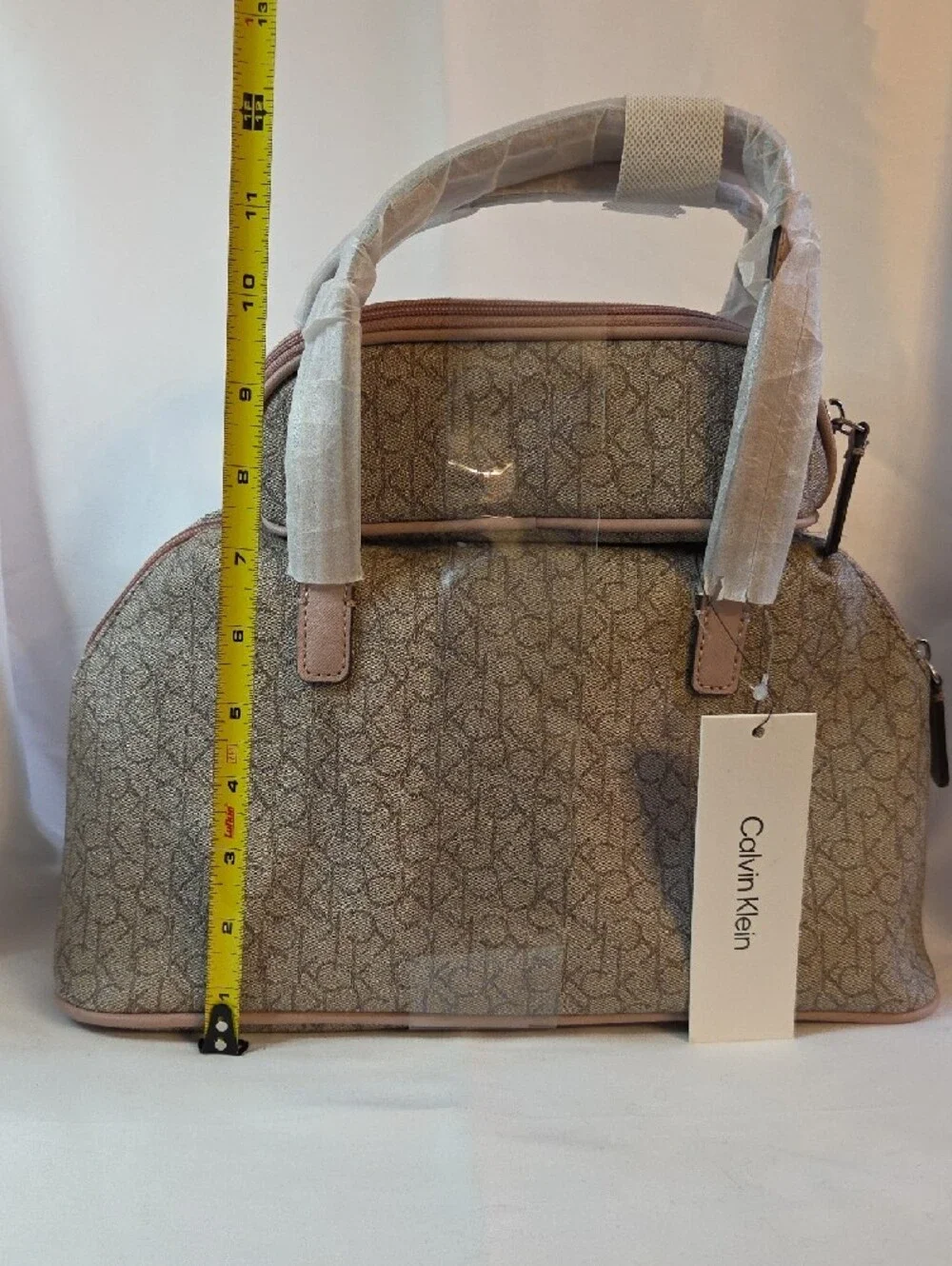 Women’s Pink Monogram Dome Handbag With Matching Cosmetic Bag